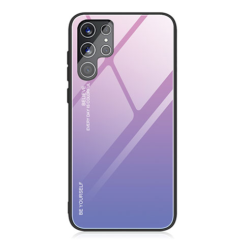 Carcasa Bumper Funda Silicona Espejo Gradiente Arco iris para Samsung Galaxy S21 Ultra 5G Purpura Claro