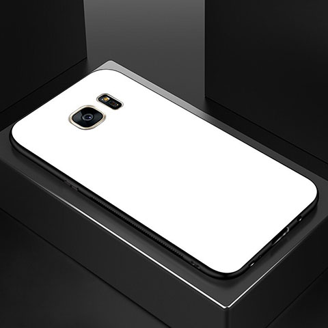 Carcasa Bumper Funda Silicona Espejo Gradiente Arco iris para Samsung Galaxy S7 Edge G935F Blanco