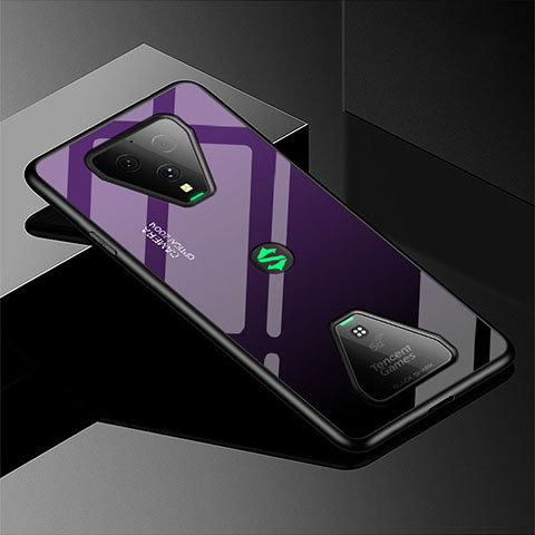 Carcasa Bumper Funda Silicona Espejo Gradiente Arco iris para Xiaomi Black Shark 3 Pro Morado