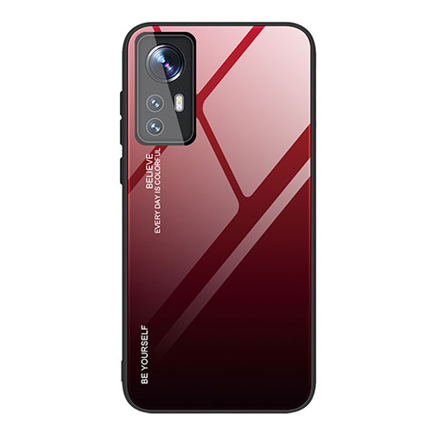 Carcasa Bumper Funda Silicona Espejo Gradiente Arco iris para Xiaomi Mi 12 5G Rojo