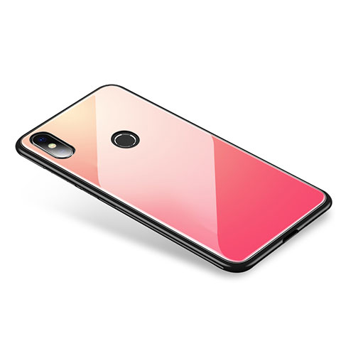 Carcasa Bumper Funda Silicona Espejo Gradiente Arco iris para Xiaomi Mi 8 Rosa Roja