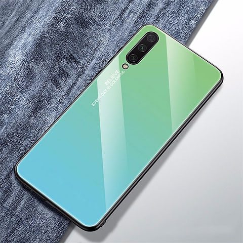 Carcasa Bumper Funda Silicona Espejo Gradiente Arco iris para Xiaomi Mi A3 Cian