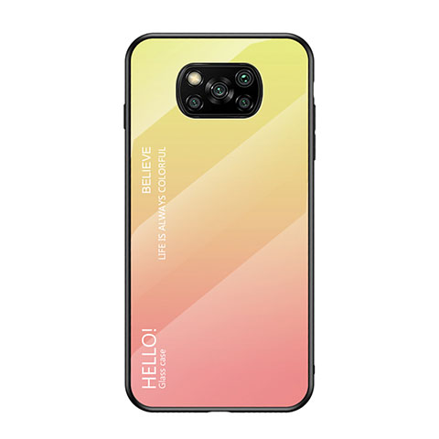 Carcasa Bumper Funda Silicona Espejo Gradiente Arco iris para Xiaomi Poco X3 NFC Amarillo