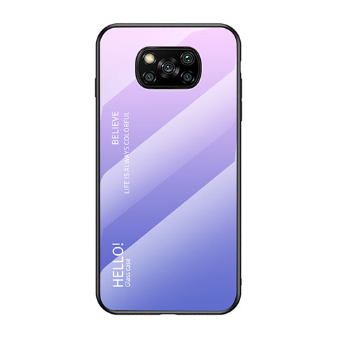 Carcasa Bumper Funda Silicona Espejo Gradiente Arco iris para Xiaomi Poco X3 Pro Purpura Claro