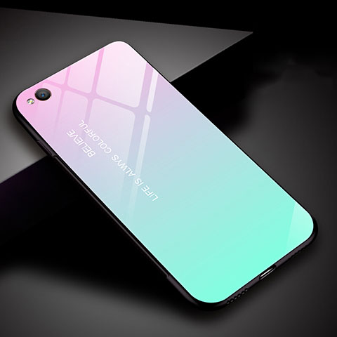 Carcasa Bumper Funda Silicona Espejo Gradiente Arco iris para Xiaomi Redmi Go Cian