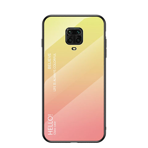 Carcasa Bumper Funda Silicona Espejo Gradiente Arco iris para Xiaomi Redmi Note 9 Pro Amarillo