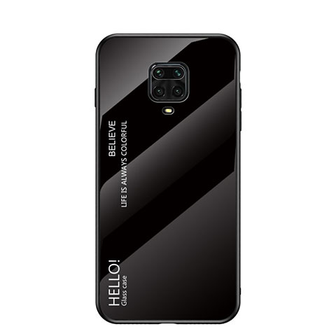 Carcasa Bumper Funda Silicona Espejo Gradiente Arco iris para Xiaomi Redmi Note 9 Pro Negro