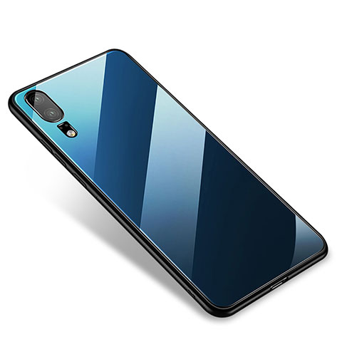 Carcasa Bumper Funda Silicona Espejo M01 para Huawei P20 Azul