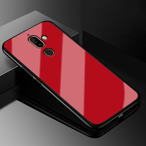 Carcasa Bumper Funda Silicona Espejo M01 para Nokia 7 Plus Rojo