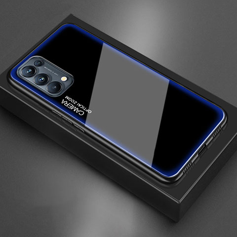 Carcasa Bumper Funda Silicona Espejo M01 para Oppo Reno5 Pro 5G Azul