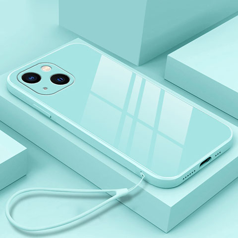 Carcasa Bumper Funda Silicona Espejo M03 para Apple iPhone 13 Azul Cielo