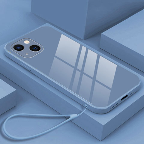 Carcasa Bumper Funda Silicona Espejo M03 para Apple iPhone 14 Plus Gris Lavanda