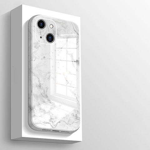 Carcasa Bumper Funda Silicona Espejo M05 para Apple iPhone 13 Blanco