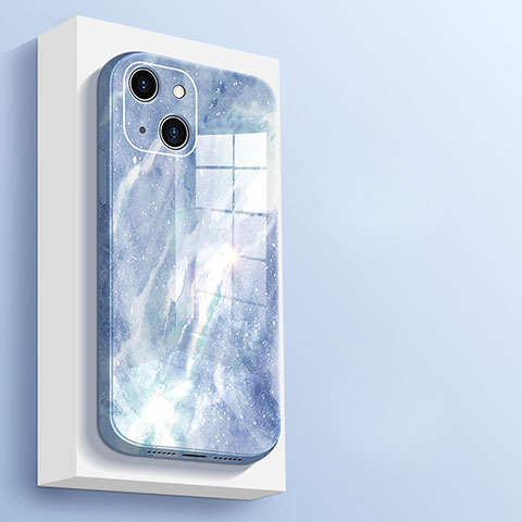 Carcasa Bumper Funda Silicona Espejo M05 para Apple iPhone 14 Plus Azul Cielo