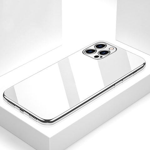 Carcasa Bumper Funda Silicona Espejo M05 para Apple iPhone 15 Pro Max Blanco