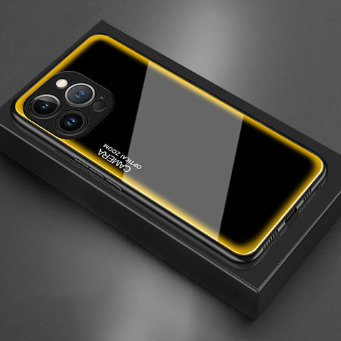 Carcasa Bumper Funda Silicona Espejo para Apple iPhone 14 Pro Amarillo