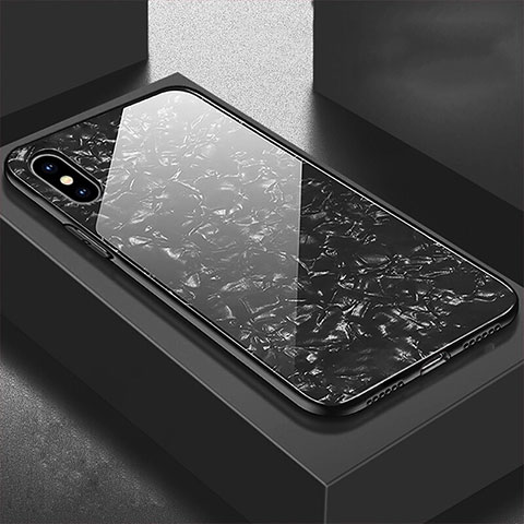 Carcasa Bumper Funda Silicona Espejo para Apple iPhone Xs Negro