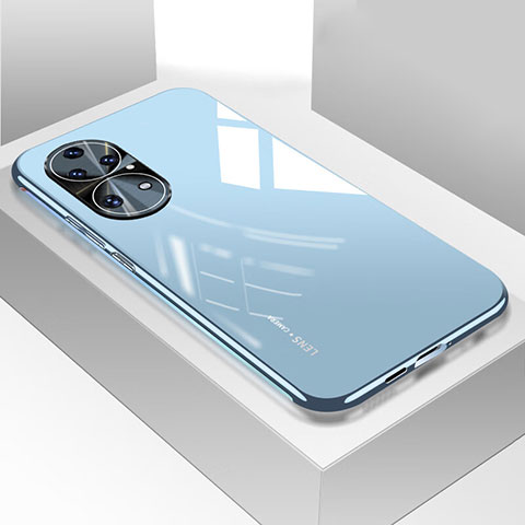 Carcasa Bumper Funda Silicona Espejo para Huawei P50 Pro Azul Claro