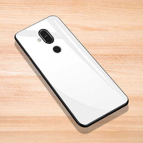 Carcasa Bumper Funda Silicona Espejo para Nokia 7.1 Plus Blanco