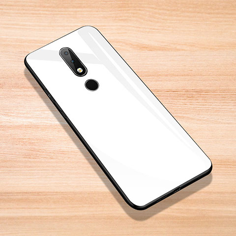 Carcasa Bumper Funda Silicona Espejo para Nokia X6 Blanco