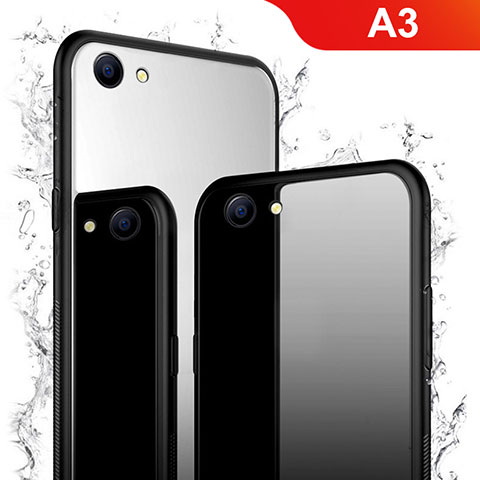 Carcasa Bumper Funda Silicona Espejo para Oppo A3 Negro