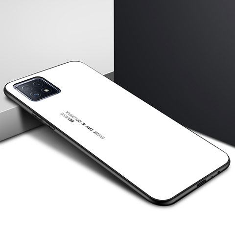Carcasa Bumper Funda Silicona Espejo para Oppo A73 5G Blanco