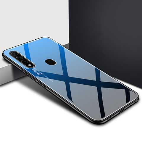 Carcasa Bumper Funda Silicona Espejo para Oppo A8 Azul