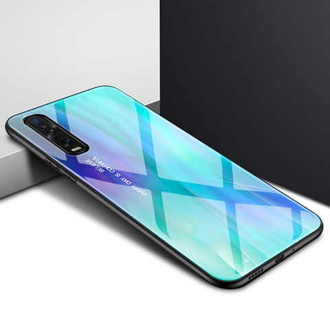 Carcasa Bumper Funda Silicona Espejo para Oppo Find X2 Pro Cian