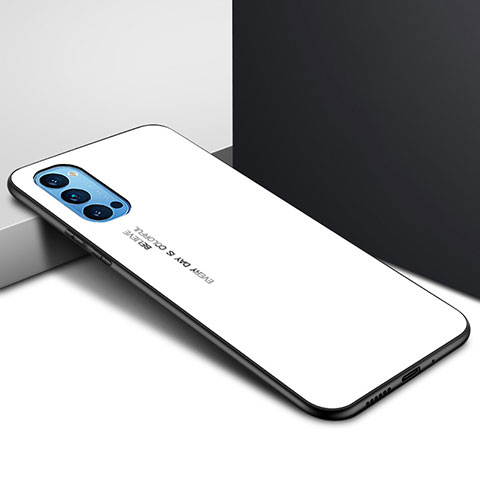 Carcasa Bumper Funda Silicona Espejo para Oppo Reno4 5G Blanco