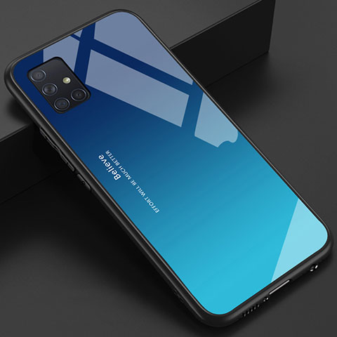 Carcasa Bumper Funda Silicona Espejo para Samsung Galaxy A51 4G Azul Cielo