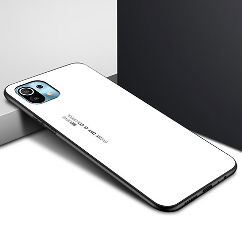 Carcasa Bumper Funda Silicona Espejo para Xiaomi Mi 11 5G Blanco