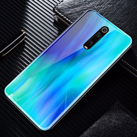 Carcasa Bumper Funda Silicona Espejo T02 para Xiaomi Mi 9T Pro Azul Cielo