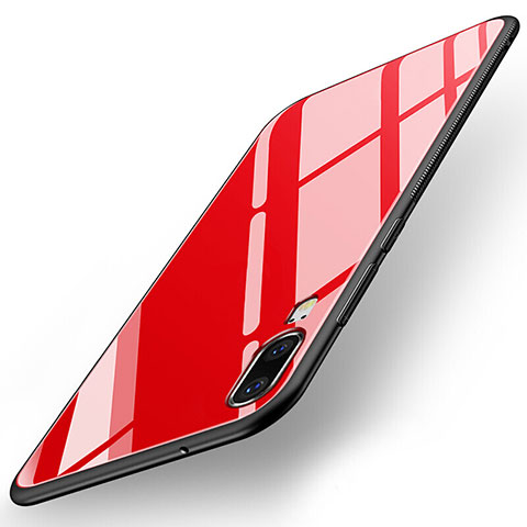 Carcasa Bumper Funda Silicona Espejo T04 para Huawei P20 Rojo