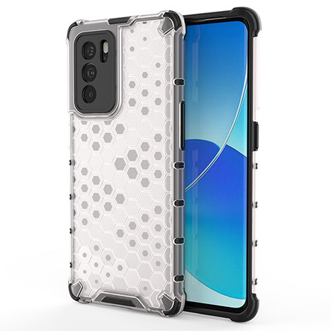 Carcasa Bumper Funda Silicona Transparente 360 Grados AM1 para Oppo Reno6 Pro 5G India Blanco