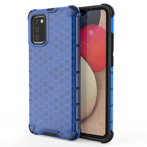 Carcasa Bumper Funda Silicona Transparente 360 Grados AM1 para Samsung Galaxy A02s Azul