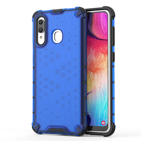 Carcasa Bumper Funda Silicona Transparente 360 Grados AM1 para Samsung Galaxy A20 Azul