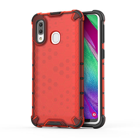 Carcasa Bumper Funda Silicona Transparente 360 Grados AM1 para Samsung Galaxy A40 Rojo