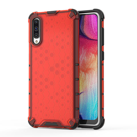 Carcasa Bumper Funda Silicona Transparente 360 Grados AM1 para Samsung Galaxy A50S Rojo