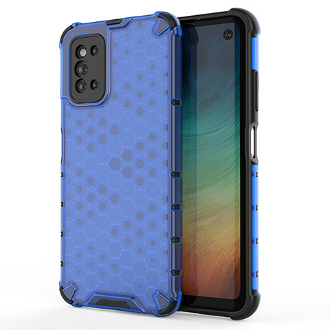 Carcasa Bumper Funda Silicona Transparente 360 Grados AM1 para Samsung Galaxy F52 5G Azul