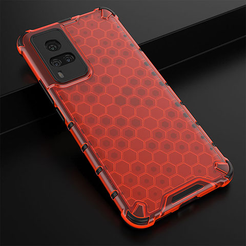 Carcasa Bumper Funda Silicona Transparente 360 Grados AM1 para Vivo X60 Pro 5G Rojo