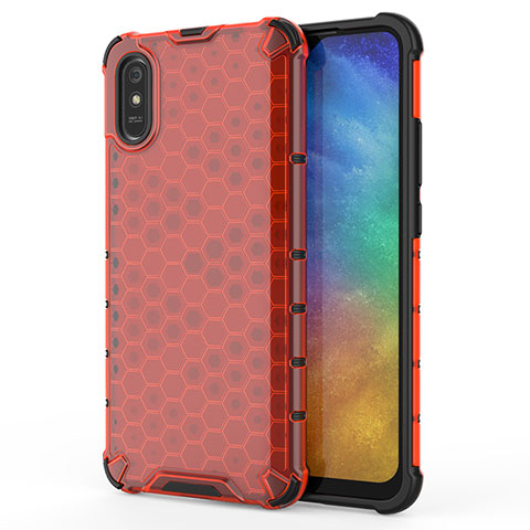 Carcasa Bumper Funda Silicona Transparente 360 Grados AM1 para Xiaomi Redmi 9AT Rojo