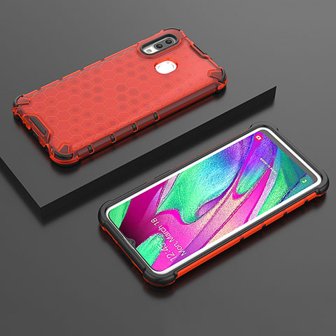 Carcasa Bumper Funda Silicona Transparente 360 Grados AM2 para Samsung Galaxy A40 Rojo