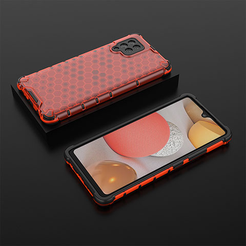 Carcasa Bumper Funda Silicona Transparente 360 Grados AM2 para Samsung Galaxy A42 5G Rojo