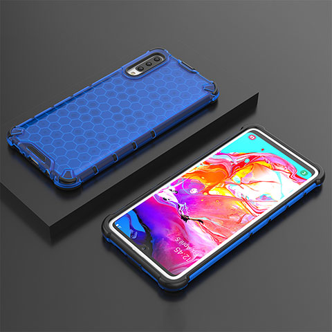 Carcasa Bumper Funda Silicona Transparente 360 Grados AM2 para Samsung Galaxy A70 Azul