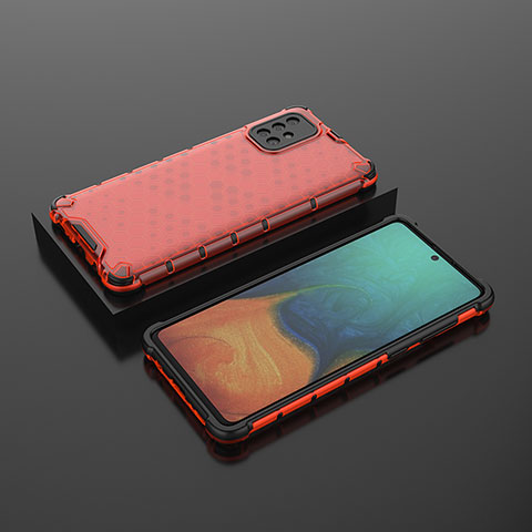 Carcasa Bumper Funda Silicona Transparente 360 Grados AM2 para Samsung Galaxy A71 4G A715 Rojo