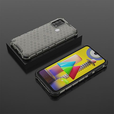 Carcasa Bumper Funda Silicona Transparente 360 Grados AM2 para Samsung Galaxy M21s Negro