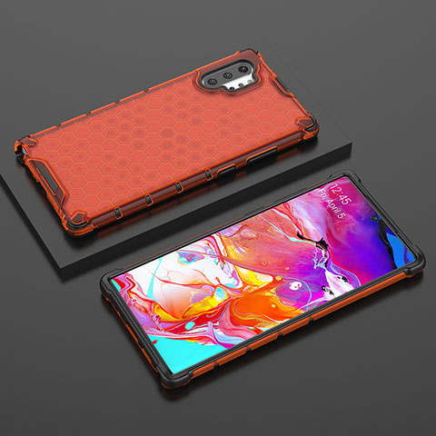 Carcasa Bumper Funda Silicona Transparente 360 Grados AM2 para Samsung Galaxy Note 10 Plus 5G Rojo