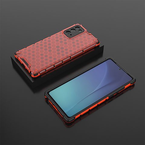 Carcasa Bumper Funda Silicona Transparente 360 Grados AM2 para Samsung Galaxy Note 20 5G Rojo