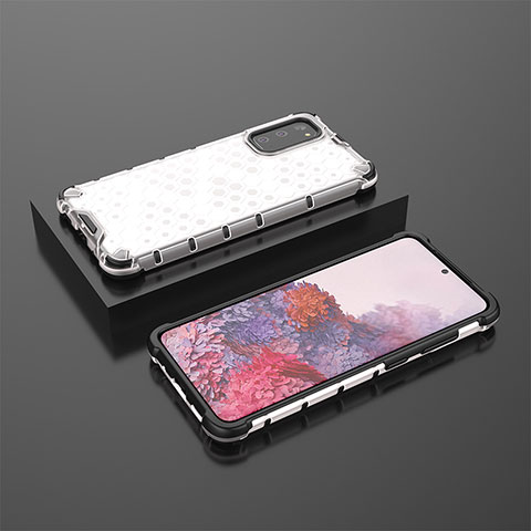 Carcasa Bumper Funda Silicona Transparente 360 Grados AM2 para Samsung Galaxy S20 5G Blanco