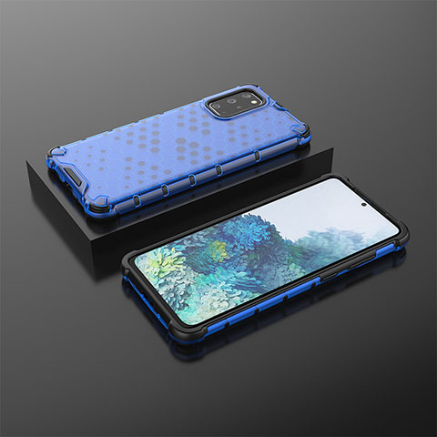 Carcasa Bumper Funda Silicona Transparente 360 Grados AM2 para Samsung Galaxy S20 Plus 5G Azul